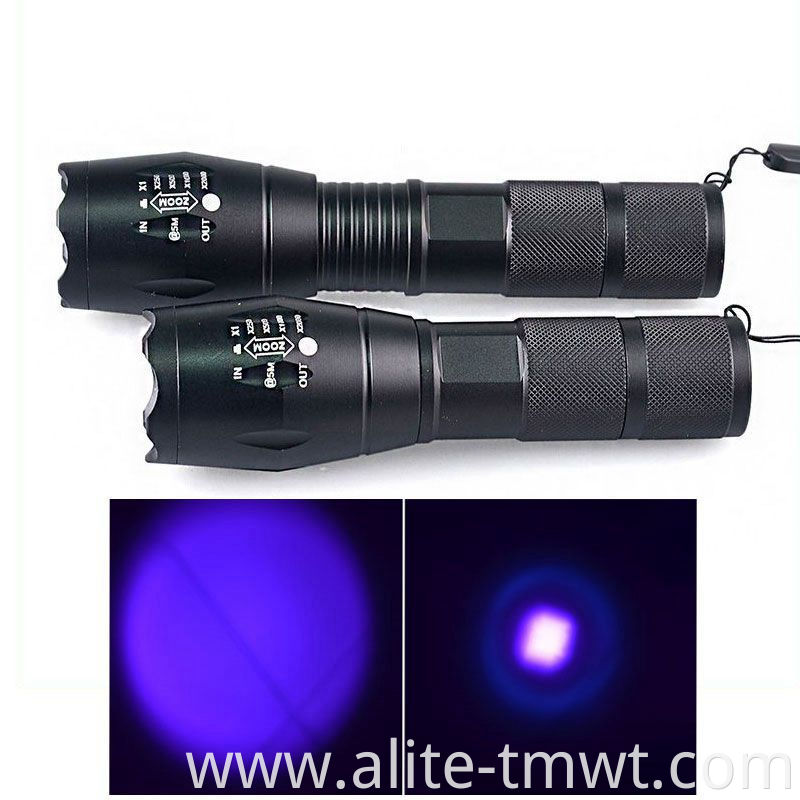 Top Selling UV 365nM 395nM 5W Power LED Aluminum Zoom UV flashlight lamp Black light Torch